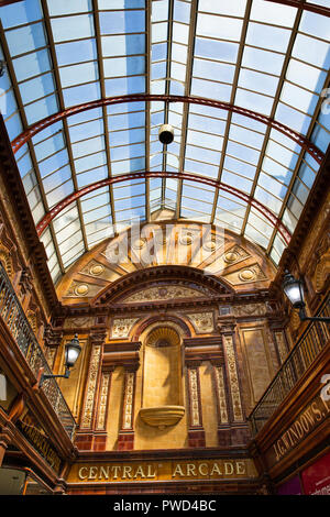 UK, England, Tyneside, Newcastle upon Tyne, Central Arcade glazed roof and tiled walls Stock Photo
