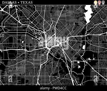 Dallas city map poster. Map of Dallas street map poster. Dallas map ...