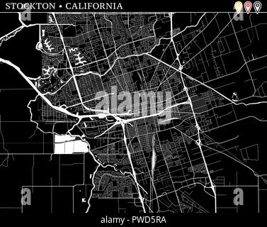 Modern City Map - Stockton California city of the USA with ...