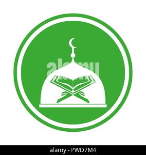 Modern Islamic Mosque And Quran Logo In Isolated White Background. eps 10. Stock Vector