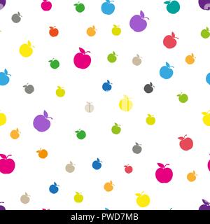Seamless pattern with abstract color apples whitec background eps 10 Stock Vector