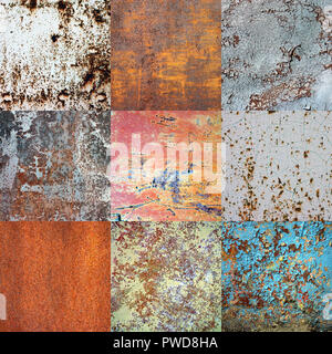 Seamless pattern. Metal rusty surface covered with cracked paint. Stock Photo