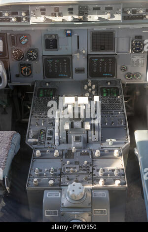 Netherlands, Amsterdam, Schiphol - 06 May, 2018: KLM cityhopper cockpit. Schiphol is one of the busiest airport in europe. Stock Photo