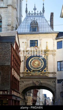 Astronomical clock in Rouen, Normandy Stock Photo