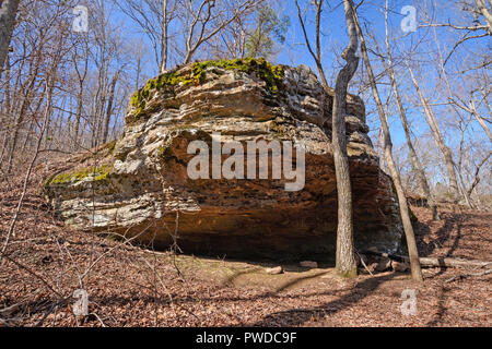 Dramatic Rock in the Wilderness of Ozark National Forest in Arkansas Stock Photo