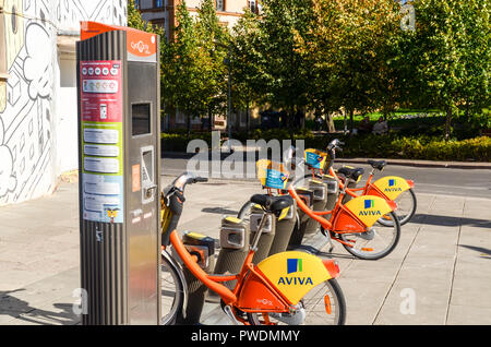 AVIVA bike sharing station, City bicycle rental in Vilnius, Lithuania Stock Photo