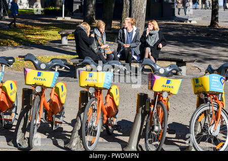 AVIVA bike sharing station, City bicycle rental in Vilnius, Lithuania Stock Photo