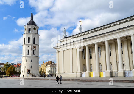 Vilnius Cathedral and bell tower, Vilnius, Lithuania Stock Photo