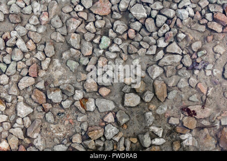Close up wet stony soil in a autumn, abstract background Stock Photo
