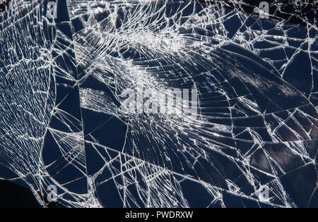 broken screen in tablet cracks close up Stock Photo