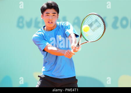 Buenos Aires, Argentina. 14th Oct, 2018. Naoki Tajima (JPN) Tennis : Mixed Doubles final during Buenos Aires 2018 Youth Olympic Games at GREEN PARK in Buenos Aires, Argentina . Credit: Naoki Nishimura/AFLO SPORT/Alamy Live News Stock Photo