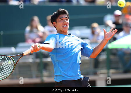 Buenos Aires, Argentina. 14th Oct, 2018. Naoki Tajima (JPN) Tennis : Mixed Doubles final during Buenos Aires 2018 Youth Olympic Games at GREEN PARK in Buenos Aires, Argentina . Credit: Naoki Nishimura/AFLO SPORT/Alamy Live News Stock Photo