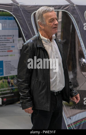 Birmingham UK 16 October 2018 Motorhome and Caravan Show at the NEC Birmingham UK. Popular Radio Tony Blackburn being interviewed Credit: Paul Hastie/Alamy Live News Stock Photo