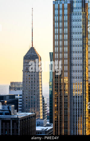 The Foshay Tower next to the Wells Fargo Center in Minneapolis, Minnesota. Stock Photo