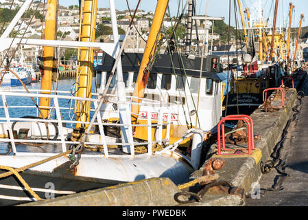 Crates of fish Newlyn harbour UK Stock Photo