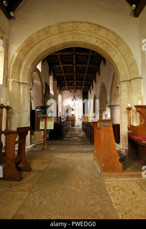 Interior of St James the Great, Fulbrook church. Oxfordshire. Stock Photo