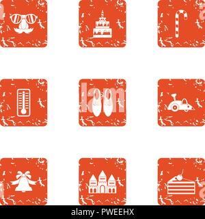Cream sugar icons set, grunge style Stock Vector