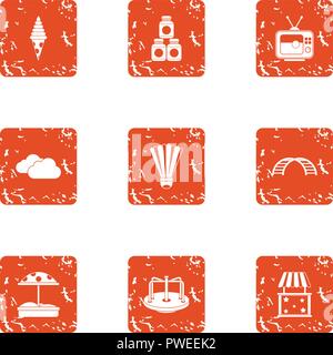 Children occasion icons set, grunge style Stock Vector