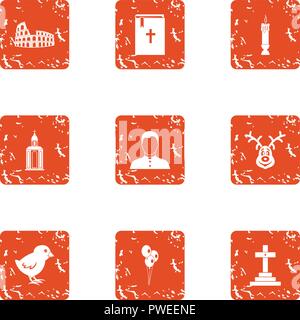 Grave icons set, grunge style Stock Vector