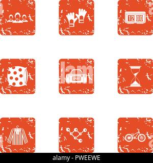 Athletic resort icons set, grunge style Stock Vector
