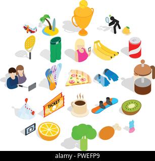 Energetic icons set, isometric style Stock Vector