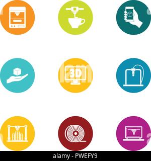 Coffee machine icons set, flat style Stock Vector
