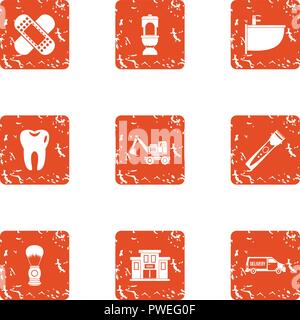 Correct icons set, grunge style Stock Vector