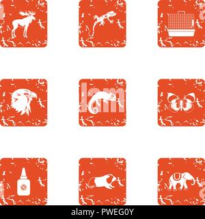 Untamed icons set, grunge style Stock Vector