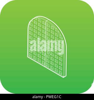 Ancient arched double doors icon green vector Stock Vector
