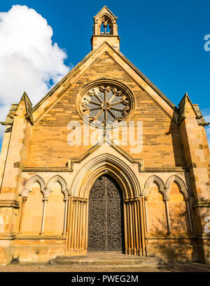 West round window, Sandstone Victorian St Mary's Episcopal Church, Dalkeith, Midlothian, Scotland, UK Stock Photo