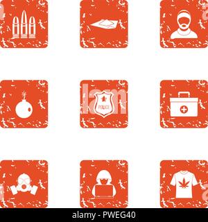Constabulary icons set, grunge style Stock Vector