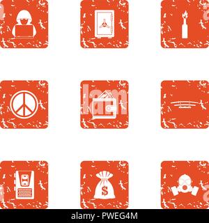 Happy money icons set, grunge style Stock Vector