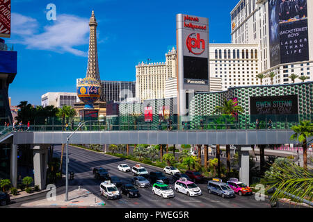 In the heart of Las Vegas and its hotel resorts and casinos, Planet Hollywood prominent Stock Photo