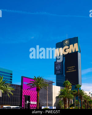 The MGM hotel and casino resort in the skyline of tourist destination Las Vegas