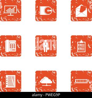 Entrepreneurial activity icons set, grunge style Stock Vector