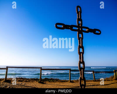 iron cross and view on Atlantic ocean, Oleron island, Charente maritime, Nouvelle-Aquitaine, France Stock Photo