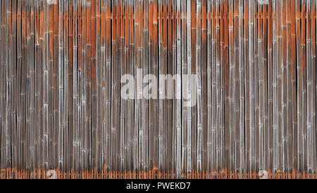 Weathered faded bamboo fence exterior wall background texture, Kyoto, Japan Stock Photo