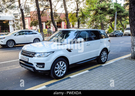 Novorossiysk, Russia - September 29, 2018: Car Range Rover parked at the edge of the roadway. Stock Photo