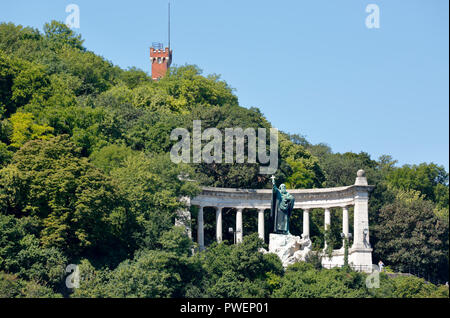 Hungary, Central Hungary, Budapest, Danube, Capital City, Gerard of Csanad Monument on the Gellert Hill in Buda, bishop of Csanad, saint, patron saint of Budapest, UNESCO World Heritage Site Stock Photo