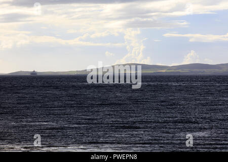 Landscape near harbour of Scapa Flow, Orkney, Scotland, Highlands, United Kingdom Stock Photo