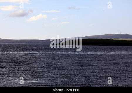 Landscape near harbour of Scapa Flow, Orkney, Scotland, Highlands, United Kingdom Stock Photo