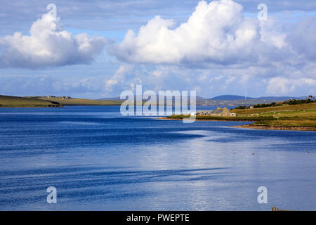 Landscape near harbour of Scapa Flow, Orkney, Scotland, Highlands, United Kingdom Stock Photo