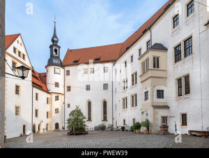 Furstenhaus, was the British and Dutch prisoner quarters were situated, on right. Colditz Castle, Germany.
