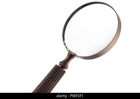 Old Magnifying Glass Isolated On White Background with copy space for your image or text Stock Photo