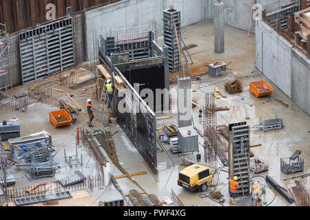 concrete works on construction site Stock Photo