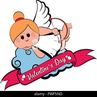 Cute cupid girl icon with bow and arrows Stock Vector