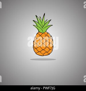 Pineapple on a gray background with a gradient. Vector illustration. Stock Vector
