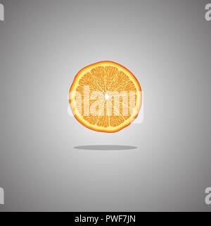 Orange slice on a gray background with a gradient. vector illustration. Stock Vector