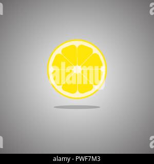 Lemon slice on a gray background with a gradient. Vector illustration. Stock Vector