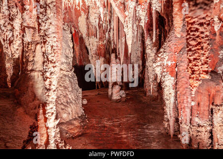 Beautiful stalactites and stalagmites in  a limestone cave in Australia Stock Photo